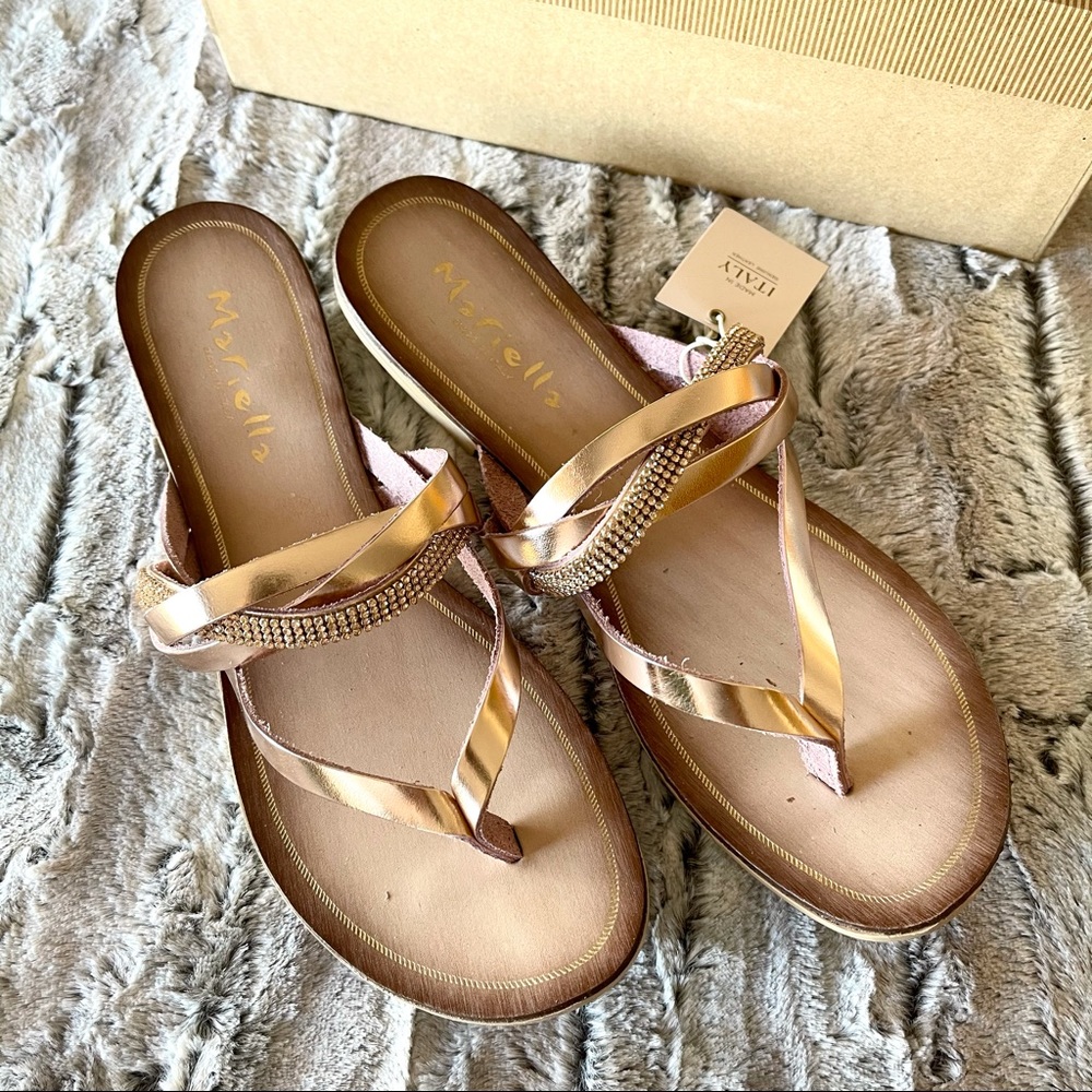 Mariella Made In Italy metallic leather sandals
